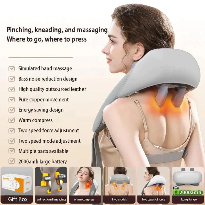 Shoulder Neck Massager with Heat for Pain Relief Deep Tissue, Neck, Back, Shoulder, Leg Electric Kneading Massager