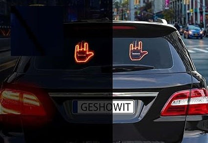 Car Finger Light, Funny Car Gesture Lamp Car LED Sign Hand Road Rage Signs Car Back Window LED Sign Light with Remote Control