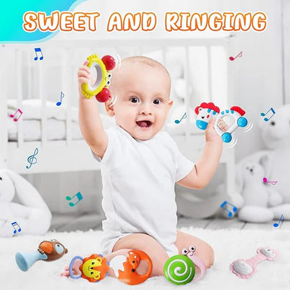 8 Piece Teething Toys and Rattles Set