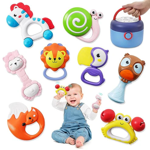 8 Piece Teething Toys and Rattles Set